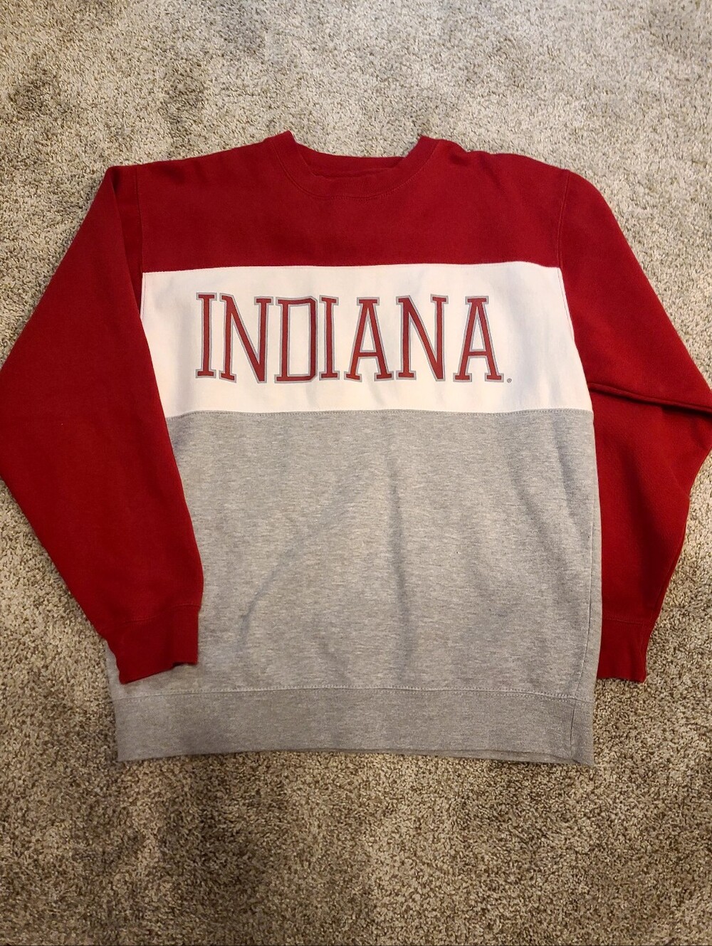 Men's M, Blue 84 Indiana University Colorblock Crewneck Sweater